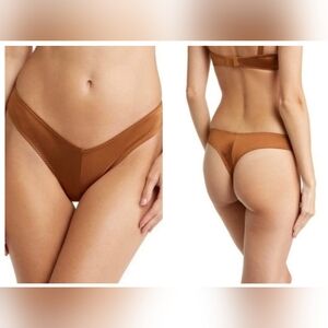 SKIMS Stretch Satin Cheeky Tanga Bronze 4X NWT